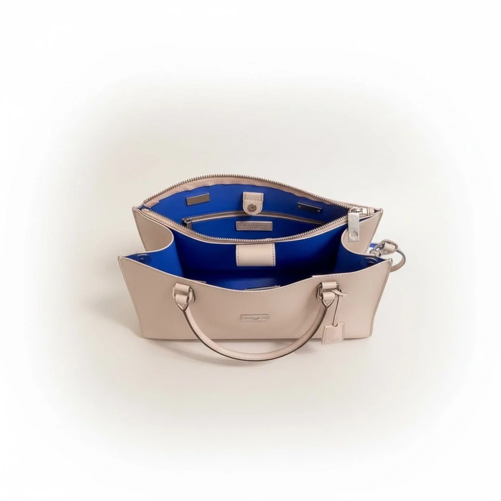 Kate Spade Arbour Hill Candace Leather Satchel Crossbody Pumice Blue Work Bag - Picture 4 of 11